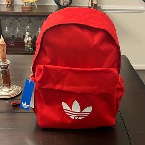 Adidas Trefoil Adicolor Backpack Book Bag Red New Women’s